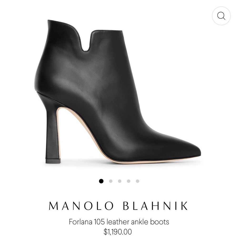 MANOLO BLAHNIK FORLANA 105MM SLEEK BLACK ANKLE BOOTIES SIZE 38